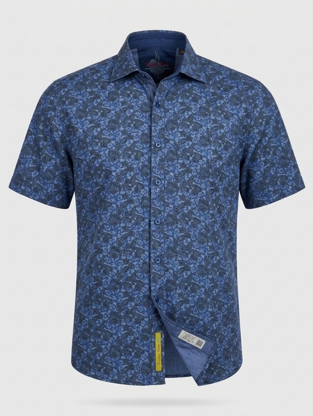 Robert Graham Blue Floral Paisley Short Sleeve Button Down Shirt Sz XL